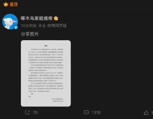 啄木鸟官方就虚高收费等问题致歉：接到报道后第一时间成立专项调查组