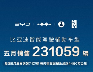 比亚迪5月智能驾驶辅助车型销量井喷，国内占比飙升至79%​